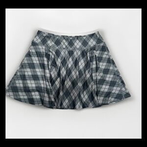 Beyond Yoga Gray Plaid A-Line Skirt